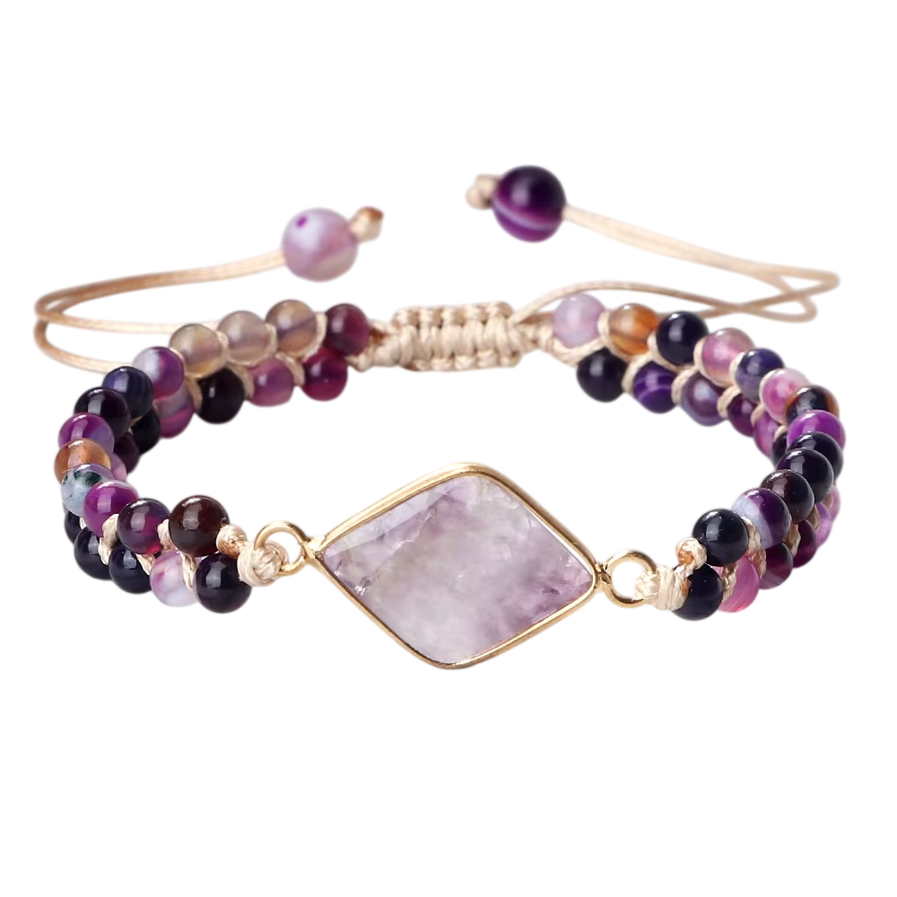 Amethyst Armband Lila Rhombus Verstellbar