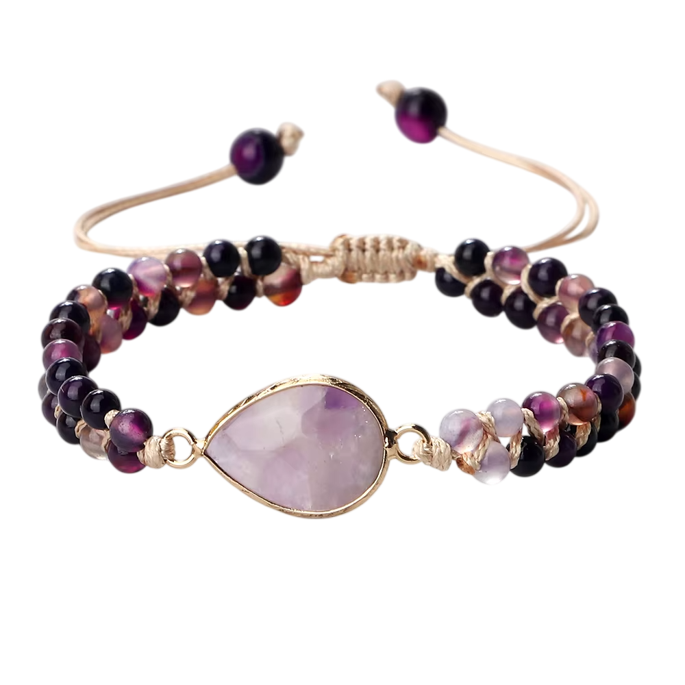 Amethyst Naturstein Armband lila Damen verstellbar