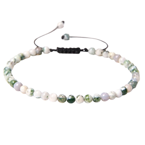 Tree Stripe Agate Boho Armband – Verstellbar, Handgemacht