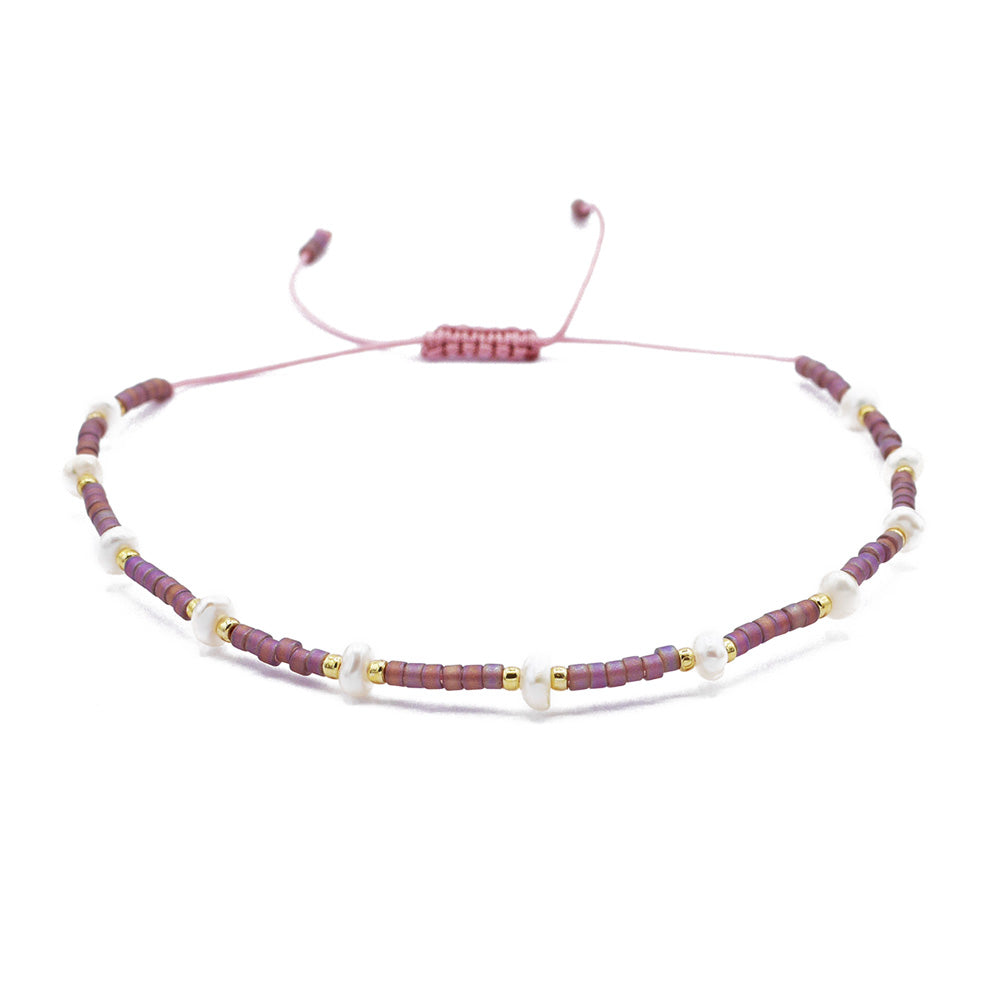 Filigranes Armband in rosa mit Rocailles Perlen