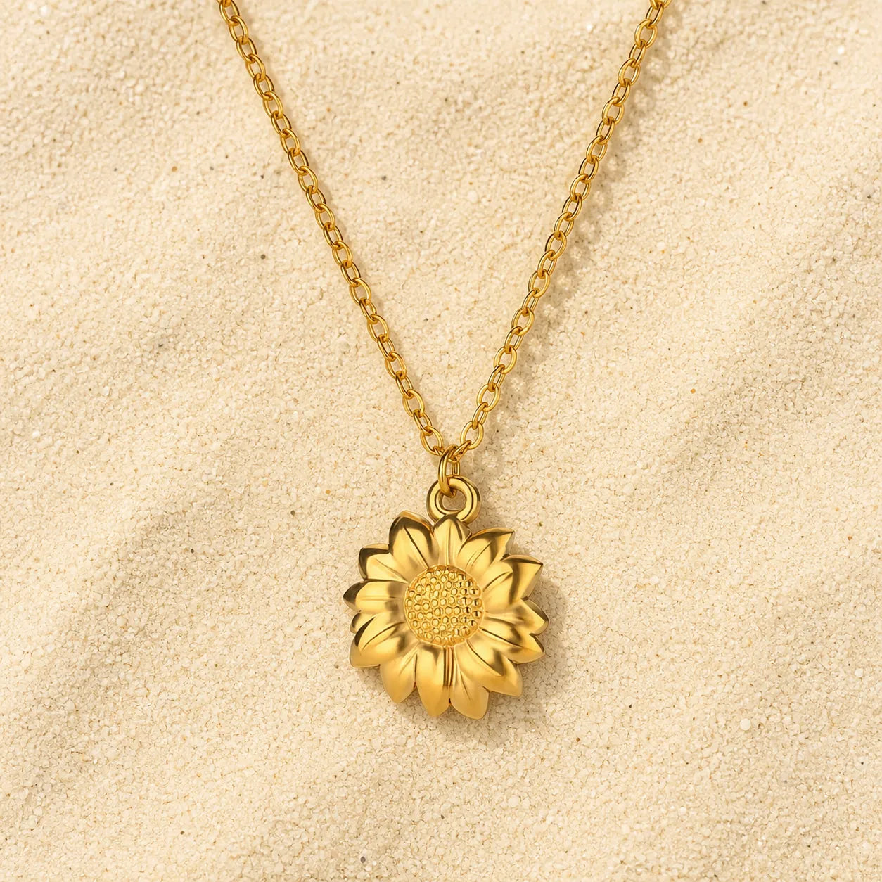 Crescent Necklace Gold on light sand