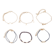 Boho Armband Set Grau Gold 6-teilig