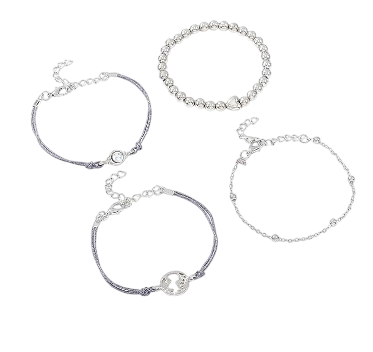 Boho Armband Set Silber 4-teilig