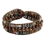Boho Naturstein Wrap Armband Braun Grün