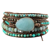 Boho Naturstein Wrap Armband 5-reihig Türkis