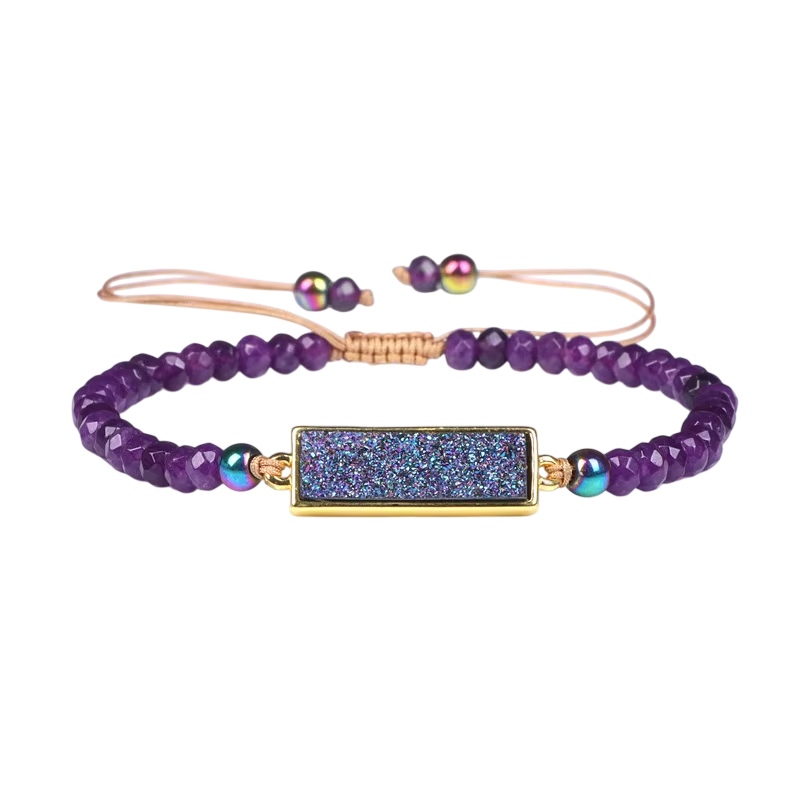 Amethyst Armband Facettiert Gold Bar Verstellbar