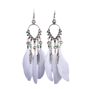 Boho Feder Ohrringe Weiß Silber