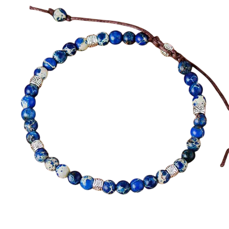 Jaspis Naturstein Armband Blau Verstellbar