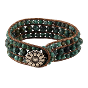 Boho Naturstein Wrap Armband Grün Braun