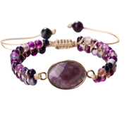 Amethyst Armband Lila Oval Verstellbar