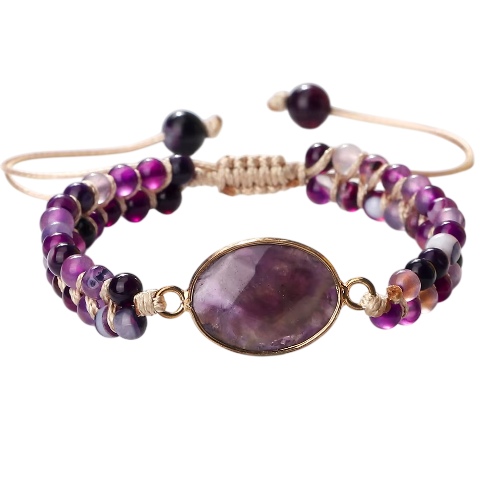 Amethyst Armband Lila Oval Verstellbar