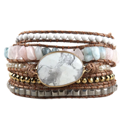 Boho Naturstein Wrap Armband 5-reihig Marmor Look