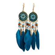 Boho Feder Ohrringe Türkis Gold