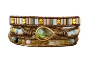 Labradorit Wickelarmband – Handgefertigt aus Naturstein (Gold-Akzente)