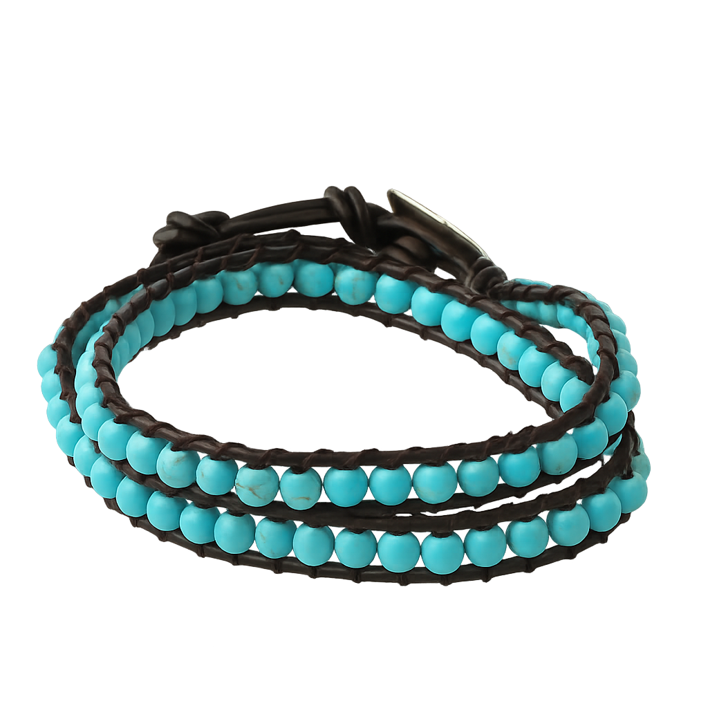 Wickelarmband Schwarz mit Lava- & Achatperlen