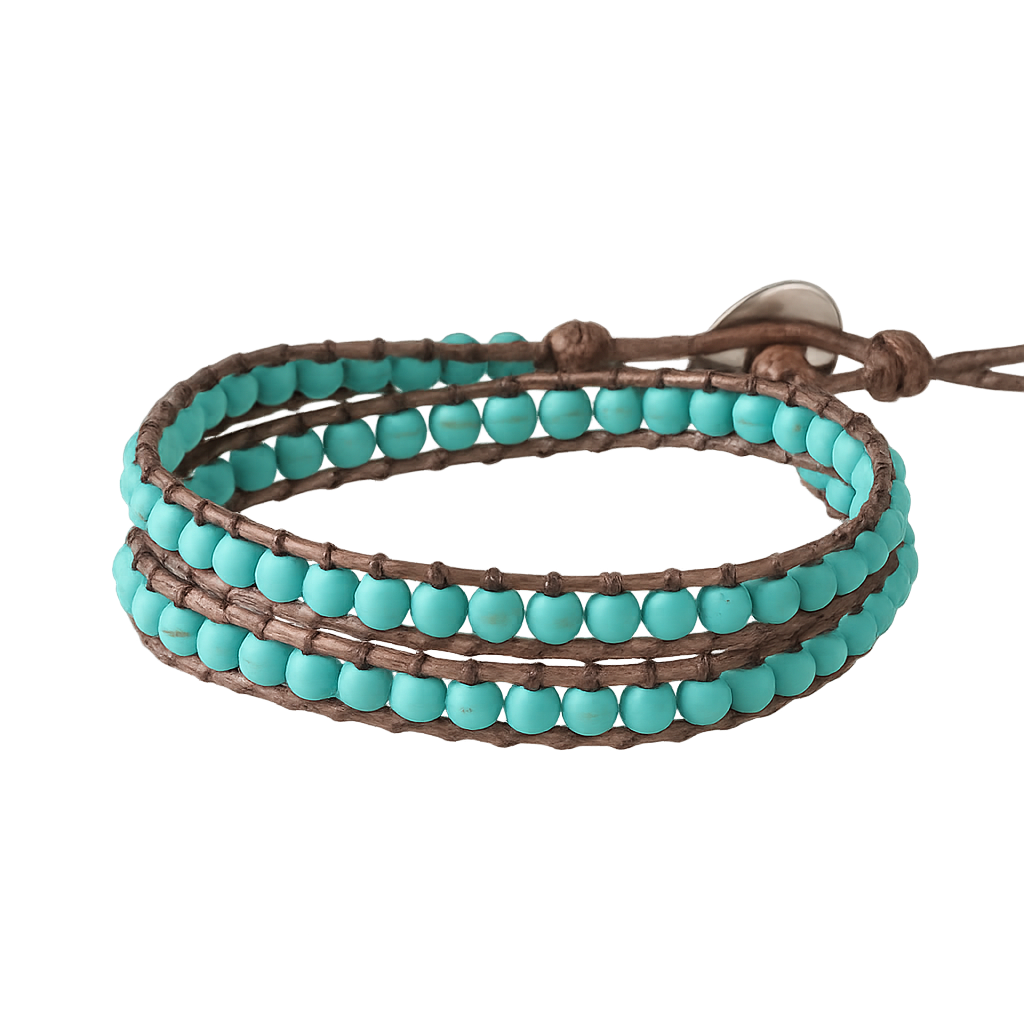 Türkis Wickelarmband mit Natursteinperlen