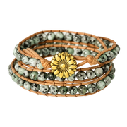Boho Lederarmband mit Natursteinperlen
