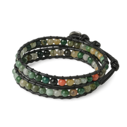 Wickelarmband mit Natursteinperlen – Bunt / Achat-Mix