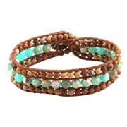 Boho Naturstein Wrap Armband Türkis Braun