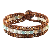 Boho Naturstein Wrap Armband Beige Braun