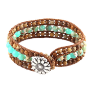 Boho Naturstein Wrap Armband Türkis Braun