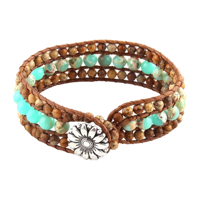 Boho Naturstein Wrap Armband Türkis Braun