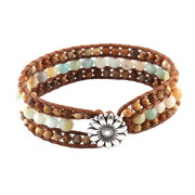 Boho Naturstein Wrap Armband Beige Braun