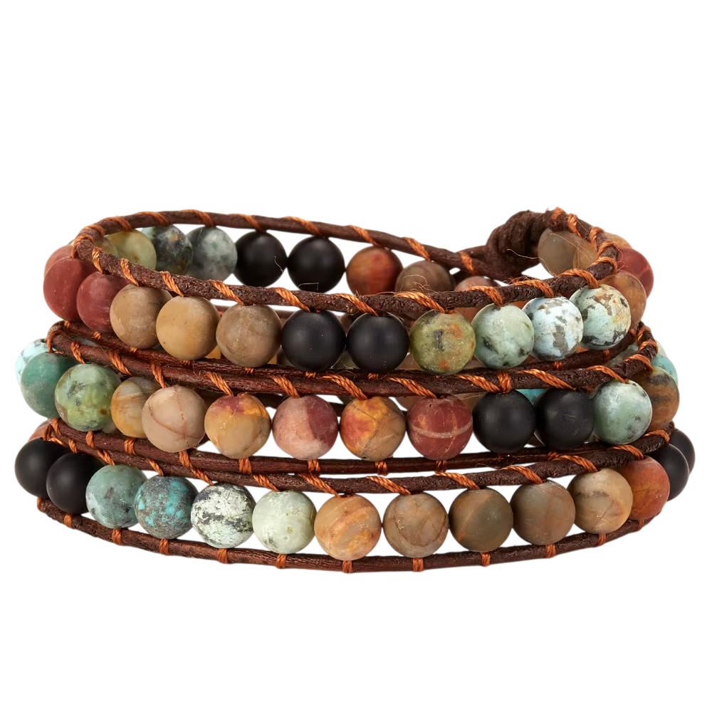 Chakra Naturstein Armband Blume Verstellbar