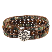 Boho Naturstein Wrap Armband Braun Grün