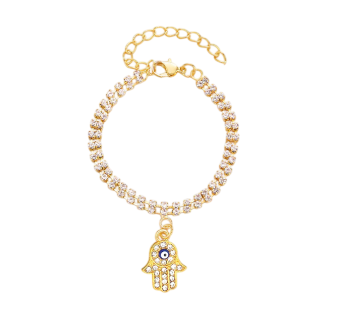 Hamsa Hand Armband Gold Zirkonia