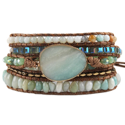 Zen-Garten Wickelarmband in Amazonite-Farbton mit Edelstein-Statement