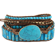 Zen-Garten Wickelarmband in Hellblau mit Edelstein-Statement