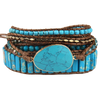 Zen-Garten Wickelarmband in Hellblau mit Edelstein-Statement