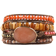 Zen-Garten Wickelarmband in Orange mit Edelstein-Statement
