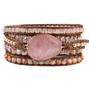 Zen-Garten Wickelarmband in Pink mit Edelstein-Statement