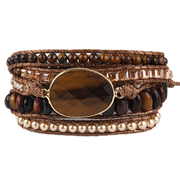 Zen-Garten Wickelarmband in Braun mit Edelstein-Statement