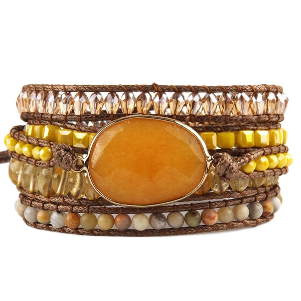 Zen-Garten Wickelarmband in Gelb mit Edelstein-Statement