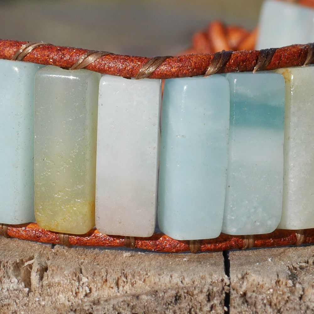 Amazonit Armband Leder