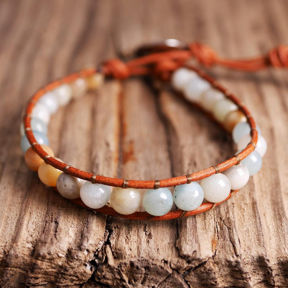 Amazonit Leder Yoga Armband