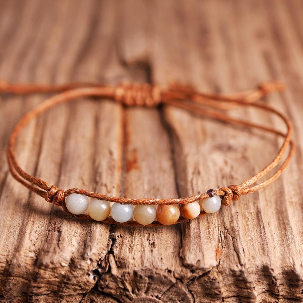 Amazonit Yoga Armband mit Wachsschnur