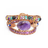 Amethyst Wickelarmband mit Latursteinen