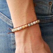 Amazonit Leder Armband