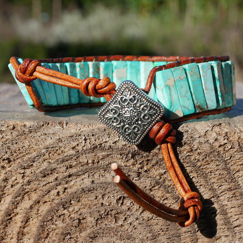 Armband Jaspis Leder.