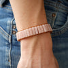 Rosa Jaspis Armband Leder