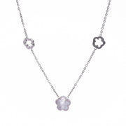 Blüten Ornament Kette, Silber Optik (versilbert)