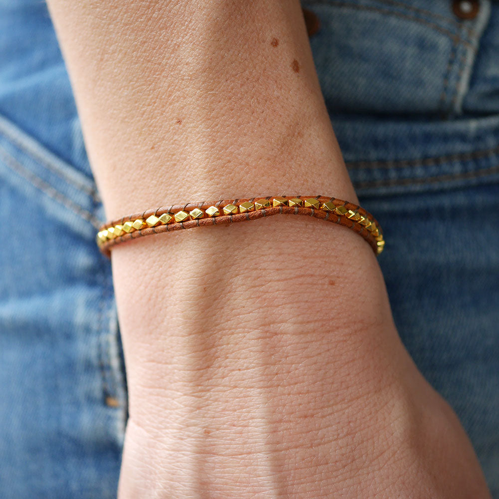 Lederarmband Gold