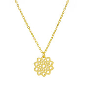 Blüten Halskette Gold, Edelstahl vergoldet