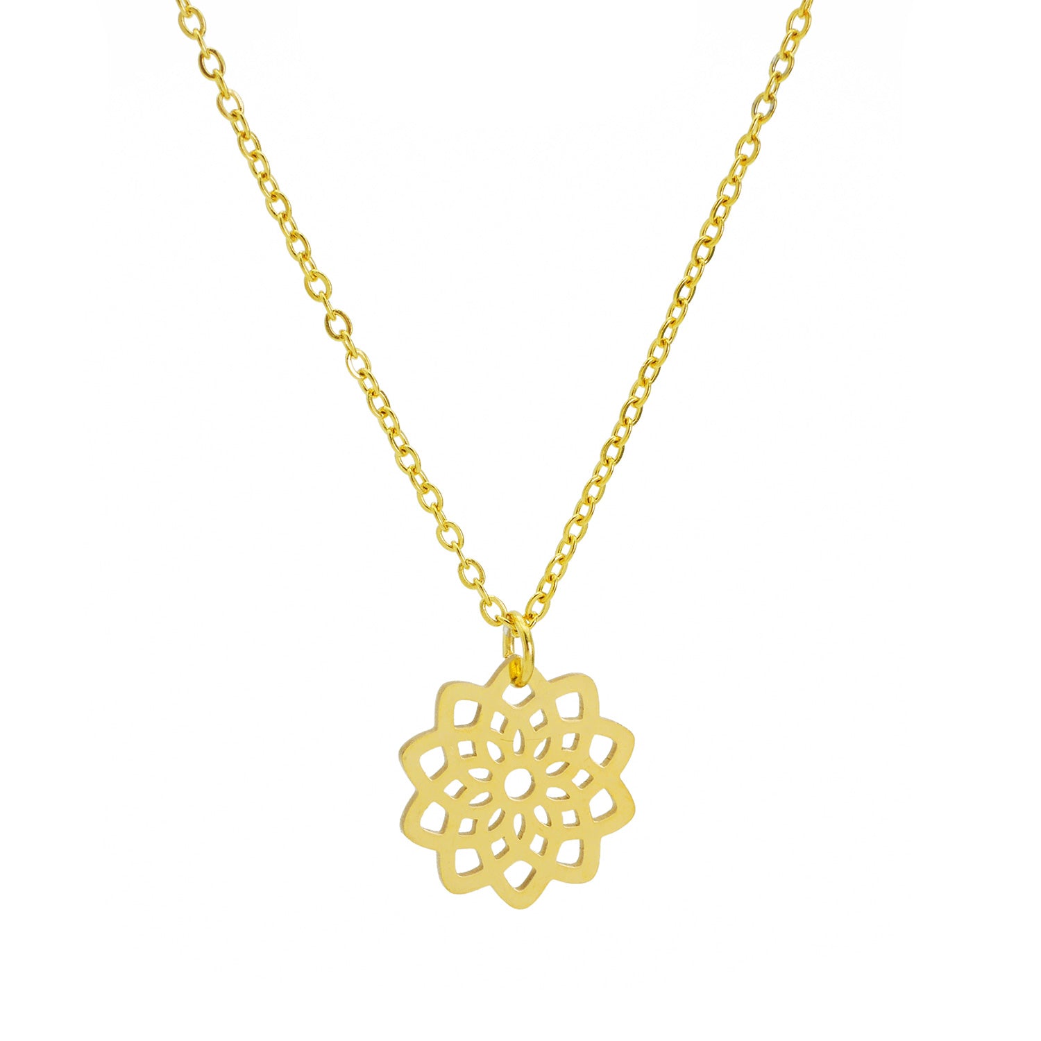 Blüten Halskette Gold, Edelstahl vergoldet
