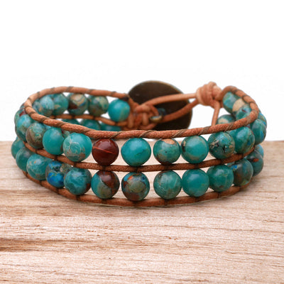JASPIS PERLEN ARMBAND Türkis