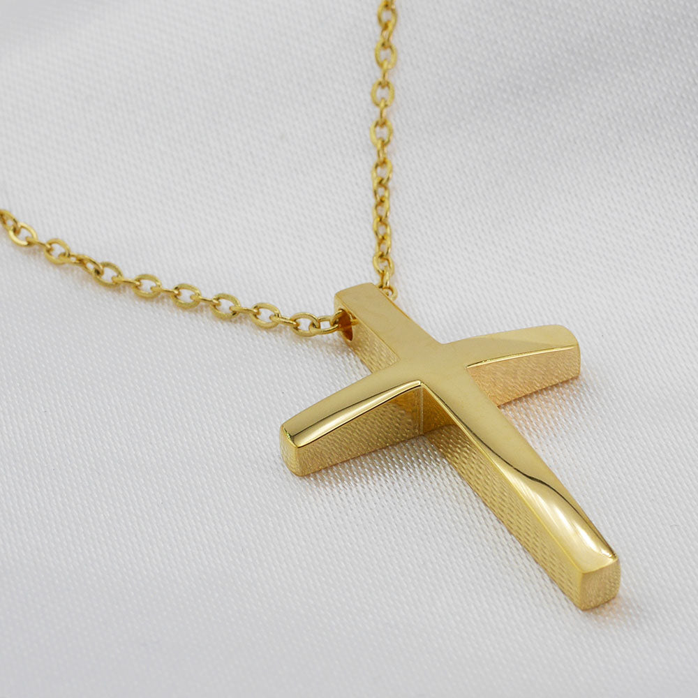 Kreuz Kette Gold (Edelstahl, vergoldet)